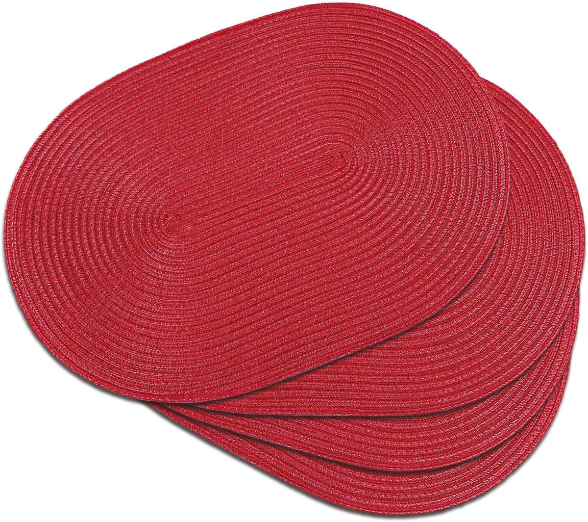 Placemats Set of 8, Woven Oval Braided Dining Table Mats(Beige Brown) | 12 x 17.5 Inch Size Fits Plates and Flatware; Hand Washable and Heat Resistant for Kitchen Use, with Farmhouse and Boho Style