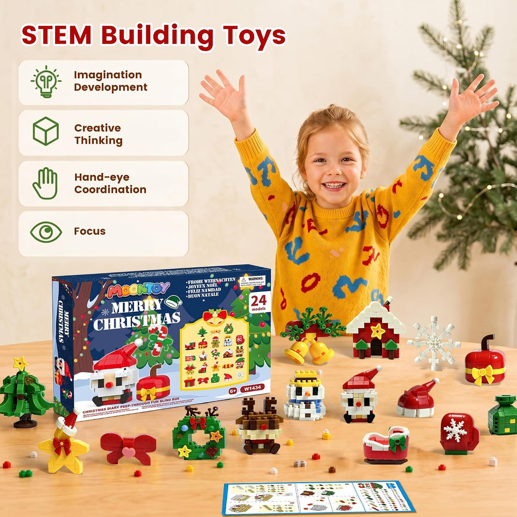 Christmas Advent Calendar 2026 Building Sets Micro Mini Xmas Blocks Kit | 24 Days Countdown Christmas Building Blocks, Christmas Holiday Gift Party Favor for Adults Girls Boys Ages 12+