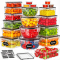 42 PCS Food Storage Containers with Lids Reusable (21 Containers & 21 Lids) | Plastic Food Containers for Kitchen Storage and Organization BPA-Free Leakproof Meal Prep Container with Labels & Pen