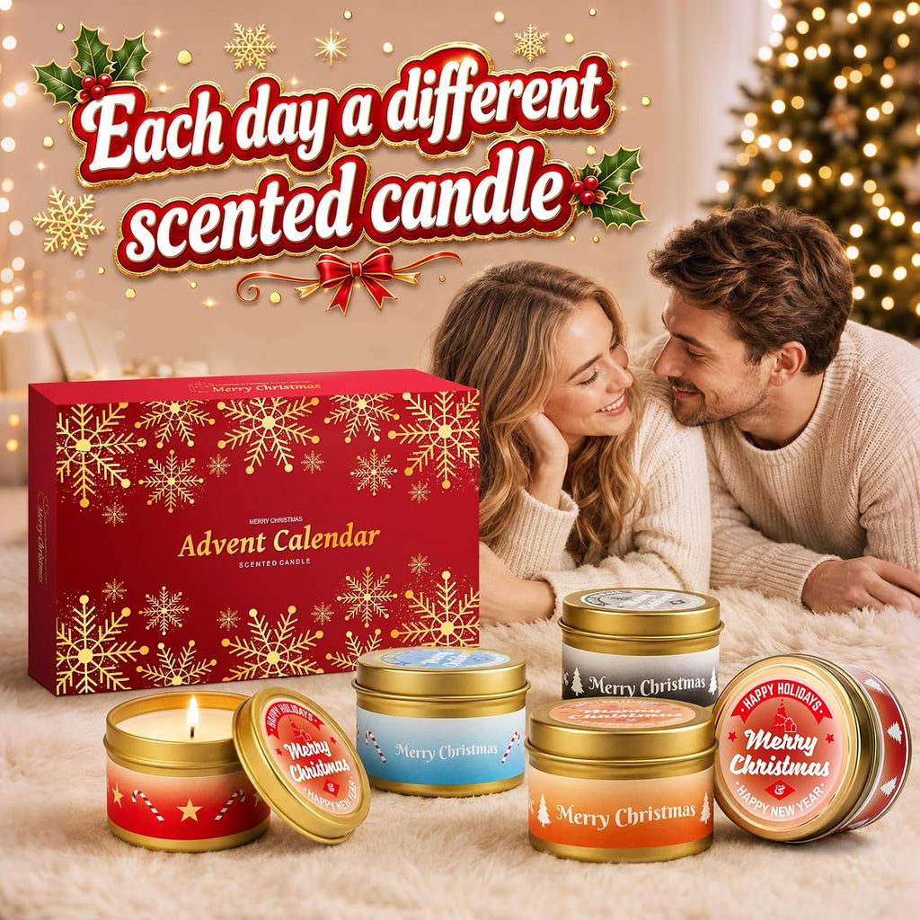 Advent Calendar 2026 Scented Candles Gift Set 24 Days Different Fragrances Aromatherapy Candles Natural Soy Wax Christmas Countdown Gifts Stocking Stuffers Decorations for Teen Girls Adults Mom Wife Girlfriend