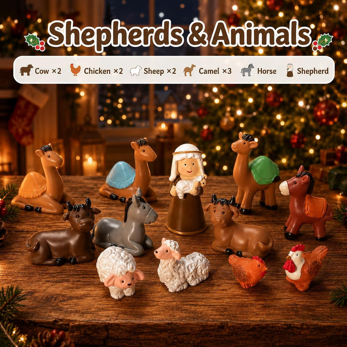Nativity Advent Calendar 2026, 25-Piece Christmas Countdown Calendar | 24-Day Light-Up Nativity Scene Set, Resin Advent Calendar for Kids, Christmas Decor & Gifts for Boys and Girls