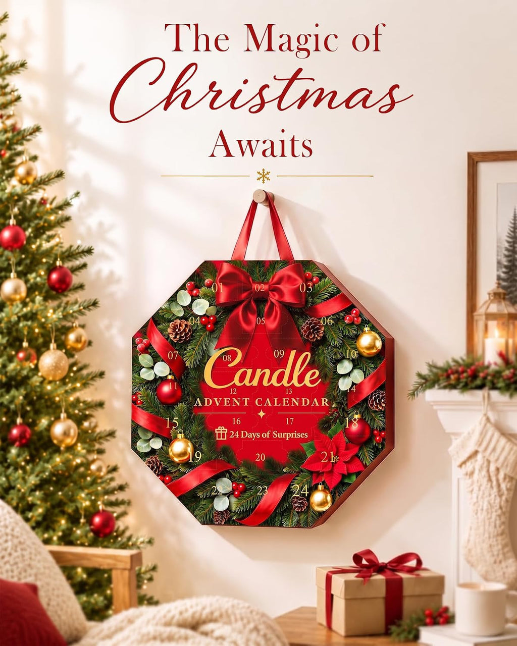 Candle Advent Calendar 2026, 24-Day Scented Candle Gift Set for Women | 100% Natural Soy Wax, 24 Different Fragrances, Daily Scent Surprises, Christmas Decor and Gifting