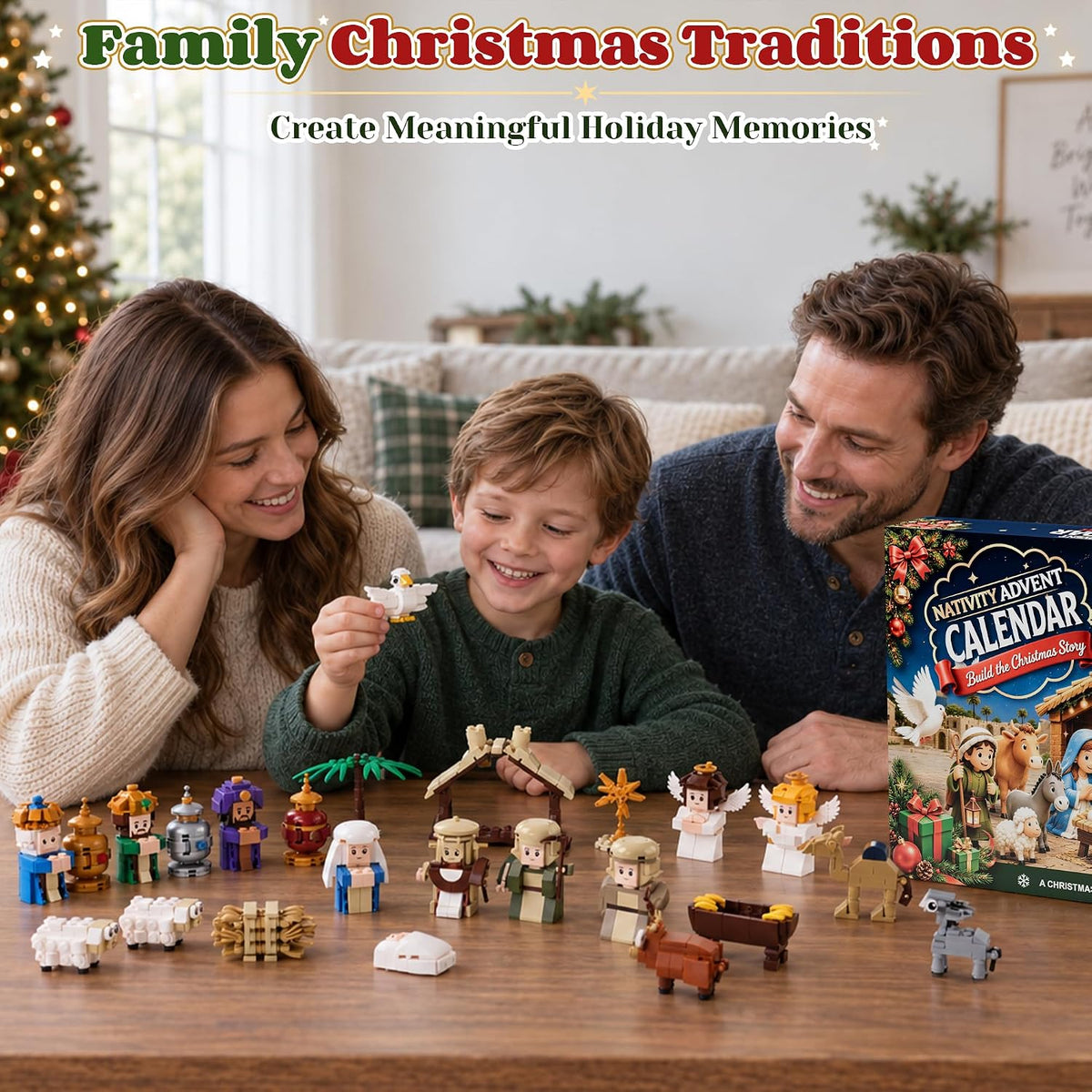 Nativity Advent Calendar 2026 Kids, 24-Day Christmas Building Blocks Set | Christmas Countdown Calendar for Kids, Nativity Scene with Holy Family, Meaningful Christmas Kids Gifts for Boys Girls Adults