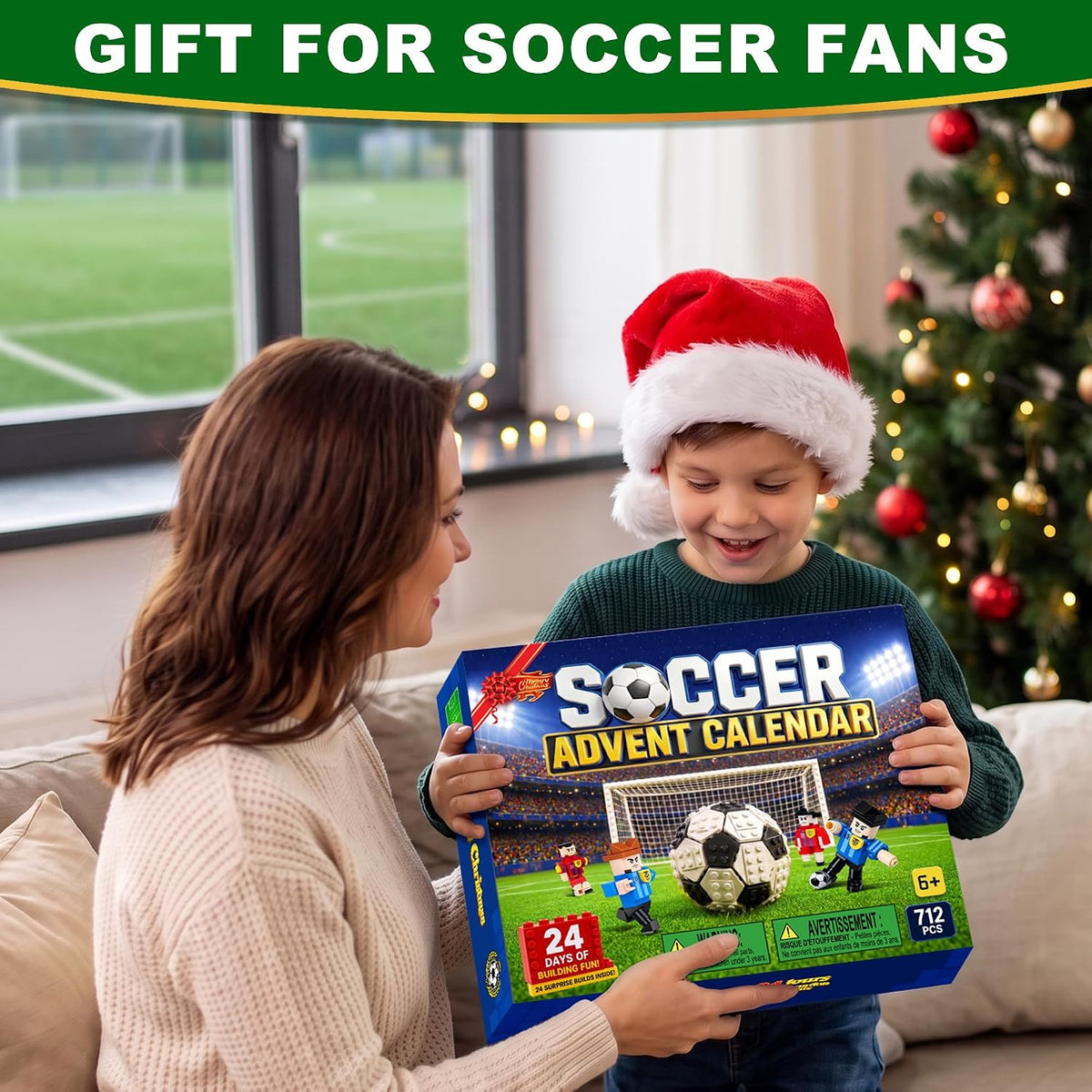 Soccer Advent Calendar 2026 for Kids Boys, 24-Day Building Countdown Gifts | Build Two Rival Teams, Complete the Match Scene, Collect & Hang Characters, Made for Football Fans, Beyond Christmas Fun