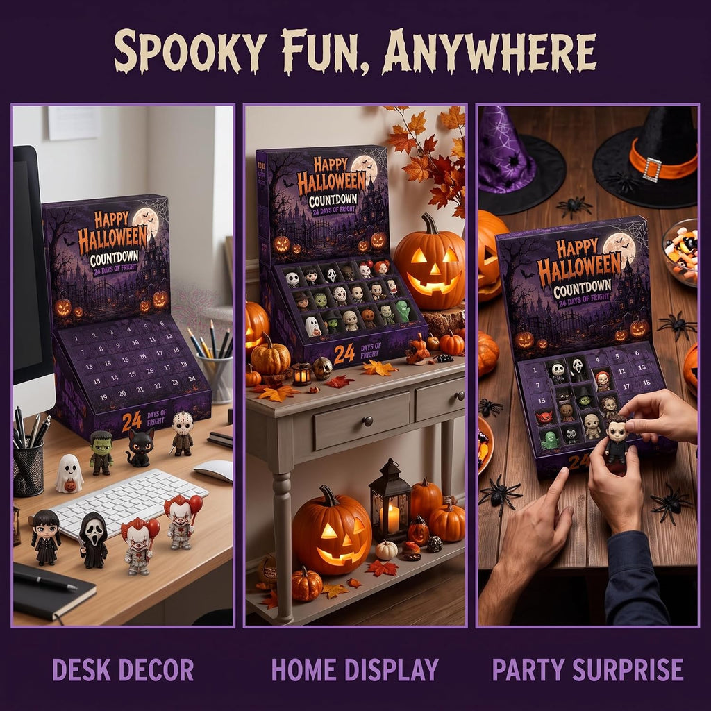 Halloween Advent Calendar 2026, 24-Day Blind Box, Mini Figurine Countdown | Spooky Countdown, Desktop Decor, Gift Box, Collectible Figurines, 24 Surprises, October