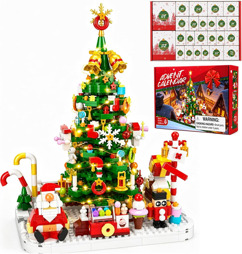 Advent Calendar 2026 Christmas Tree Building Blocks Set with warm Light | Gingerbread House Kit,Advent Calendar 2026,Easy assembly, secure fit, sturdy construction, Adults Kids Friendly