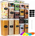 stusgo 42pcs Airtight Containers, Clear Stackable Dry Food Storage | 42pk clear airtight containers with tight lids keep dry food fresh. Safe plastic, stackable for pantry kitchen storage