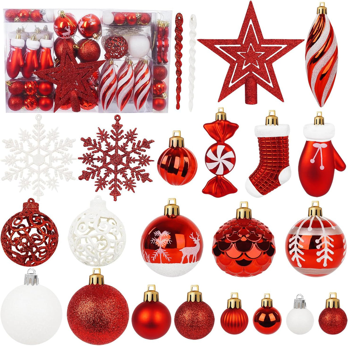 135 Pcs Christmas Ball Ornaments Set, Pre-Tied Shatterproof Plastic Assorted Christmas Balls for Xmas Tree Hanging Decorations Festival Party Holiday Decor (Pink)