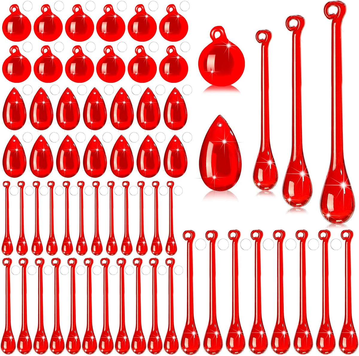 100 Pcs Christmas Tree Acrylic Hanging Ornaments,Clear | Teardrop Ornaments 5 Styles Christmas Crystal Chandelier Pendant Crystals for Centerpieces Chandelier Wedding Decor