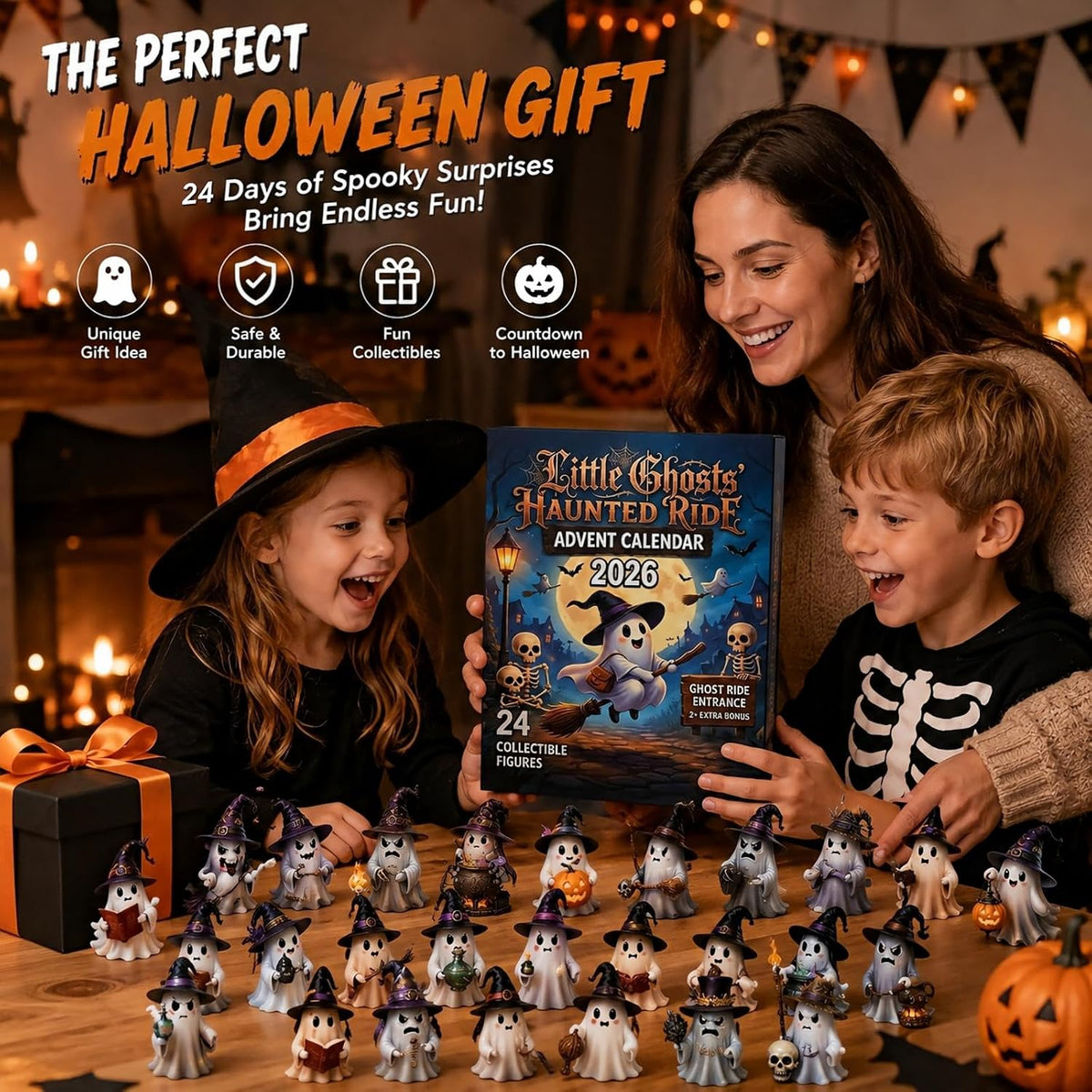 Halloween Advent Calendar 2026 Halloween Countdown Calendar | Gift Box for Horror Lovers 24 Nights Spooky Surprise with 24 Mini Acrylic Fright Figurines Scary Blind Box