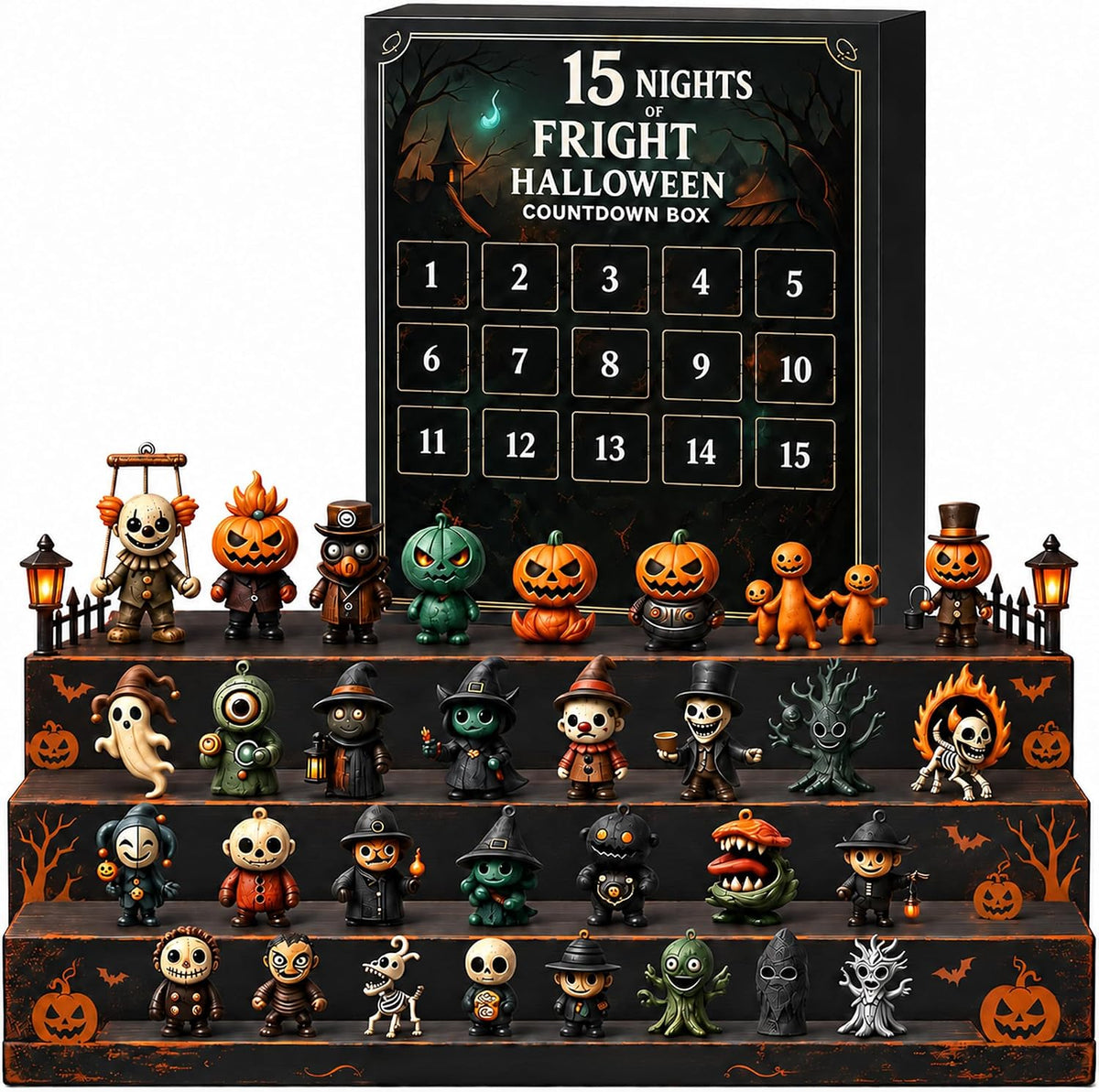 Halloween Countdown Calendar, 31 Days Surprise Reveal with Spooky Figurines | Daily Halloween Surprises, Mini Figurines Collection, Seasonal Decor for Home Office and Parties