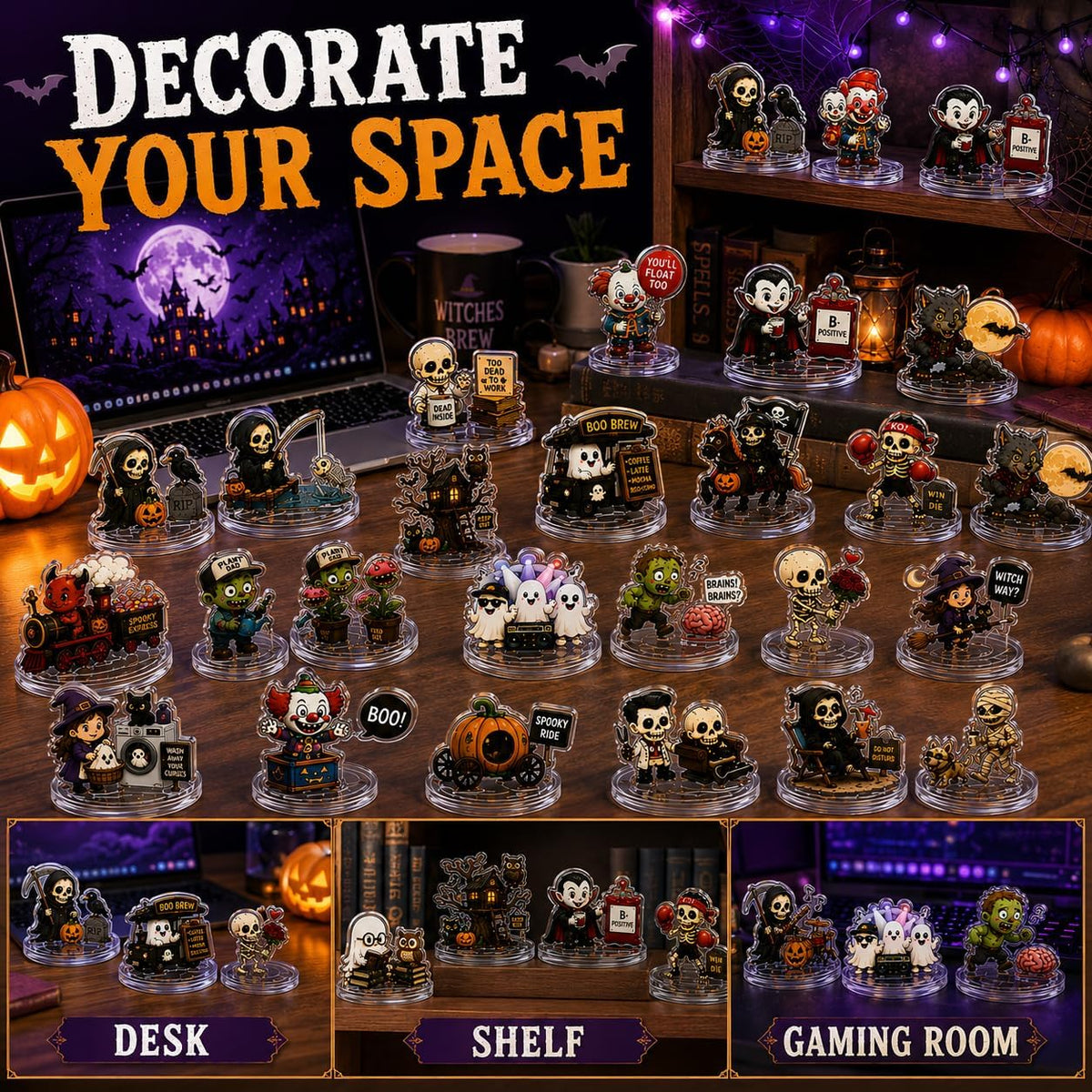 Halloween Advent Calendar 2026, 24-Day Countdown with 24 Acrylic Standees | Halloween Advent Calendar Halloween Countdown 24 Daily Surprises Halloween Collectibles Spooky Home Decor