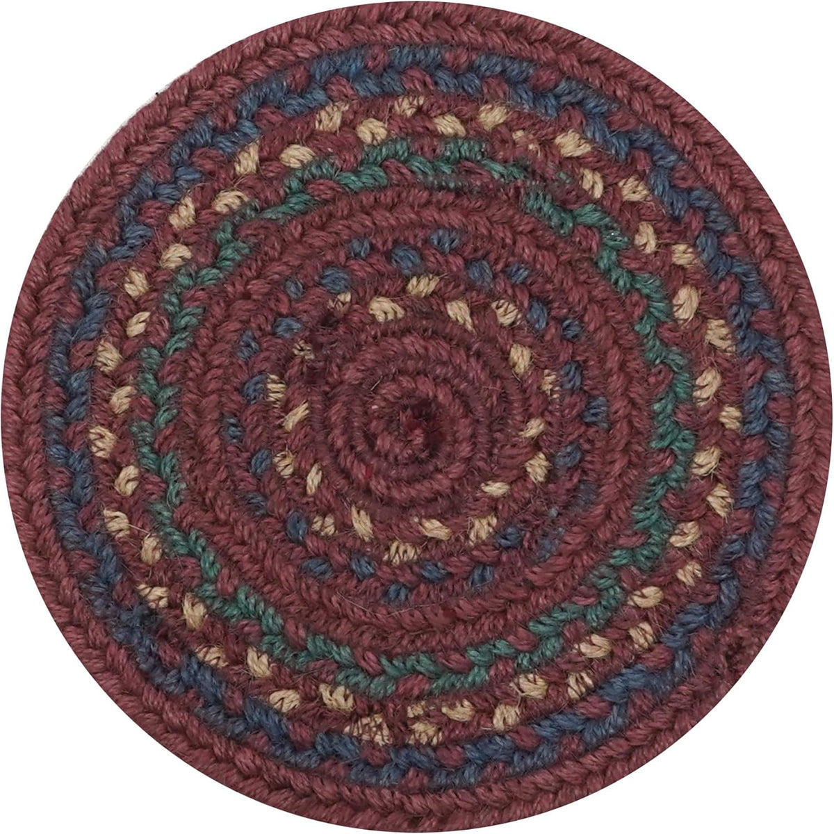 Homespice Apple Pie Braided Coasters for Country Decor, Round 4 Set of 6 | Red Absorbent Drink Coasters for Tabletop, Absorbs Moisture, Rich Colors, Durable and Easy to Clean