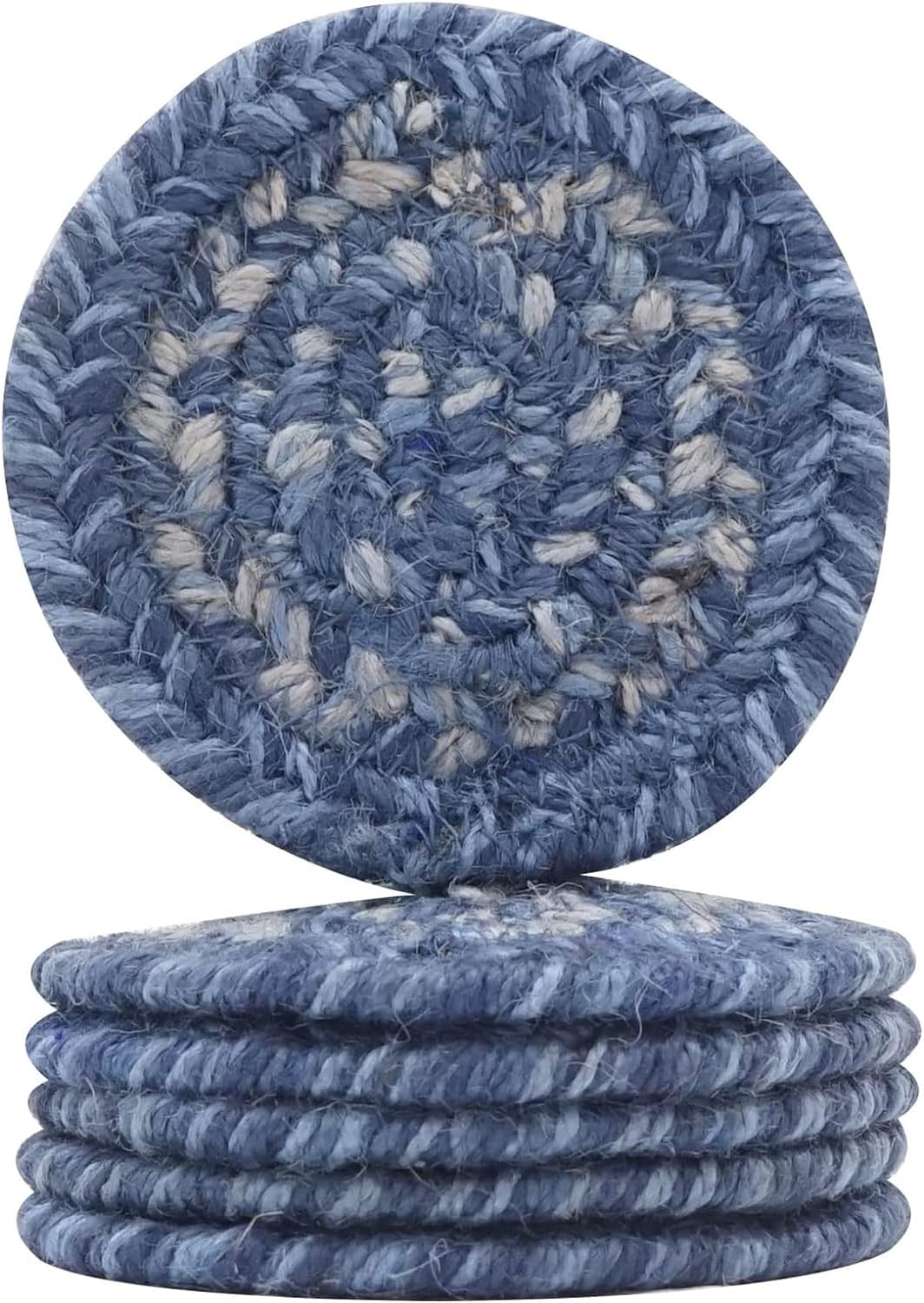 Homespice Apple Pie Braided Coasters for Country Decor, Round 4 Set of 6 | Red Absorbent Drink Coasters for Tabletop, Absorbs Moisture, Rich Colors, Durable and Easy to Clean