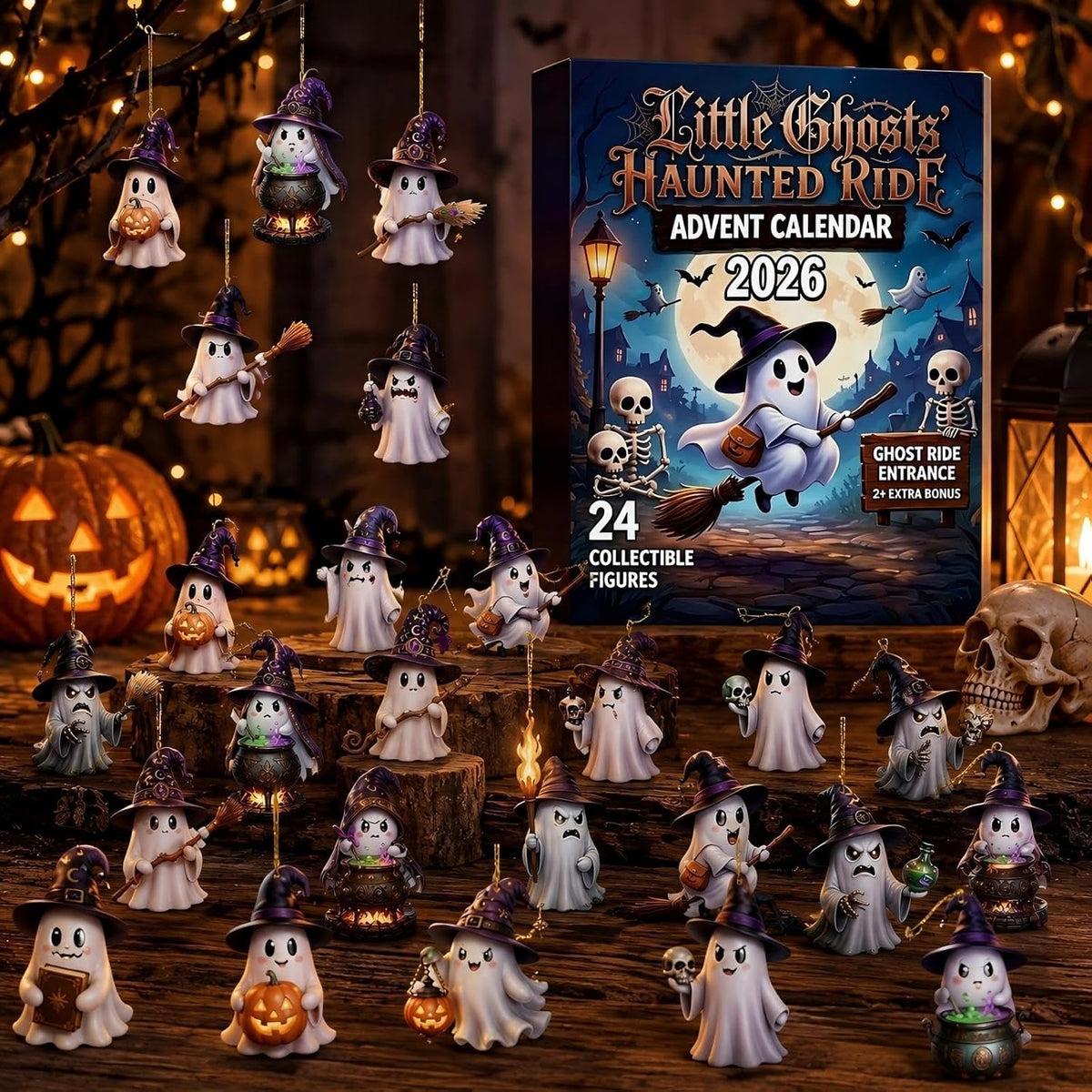 Halloween Advent Calendar 2026 Halloween Countdown Calendar | Gift Box for Horror Lovers 24 Nights Spooky Surprise with 24 Mini Acrylic Fright Figurines Scary Blind Box