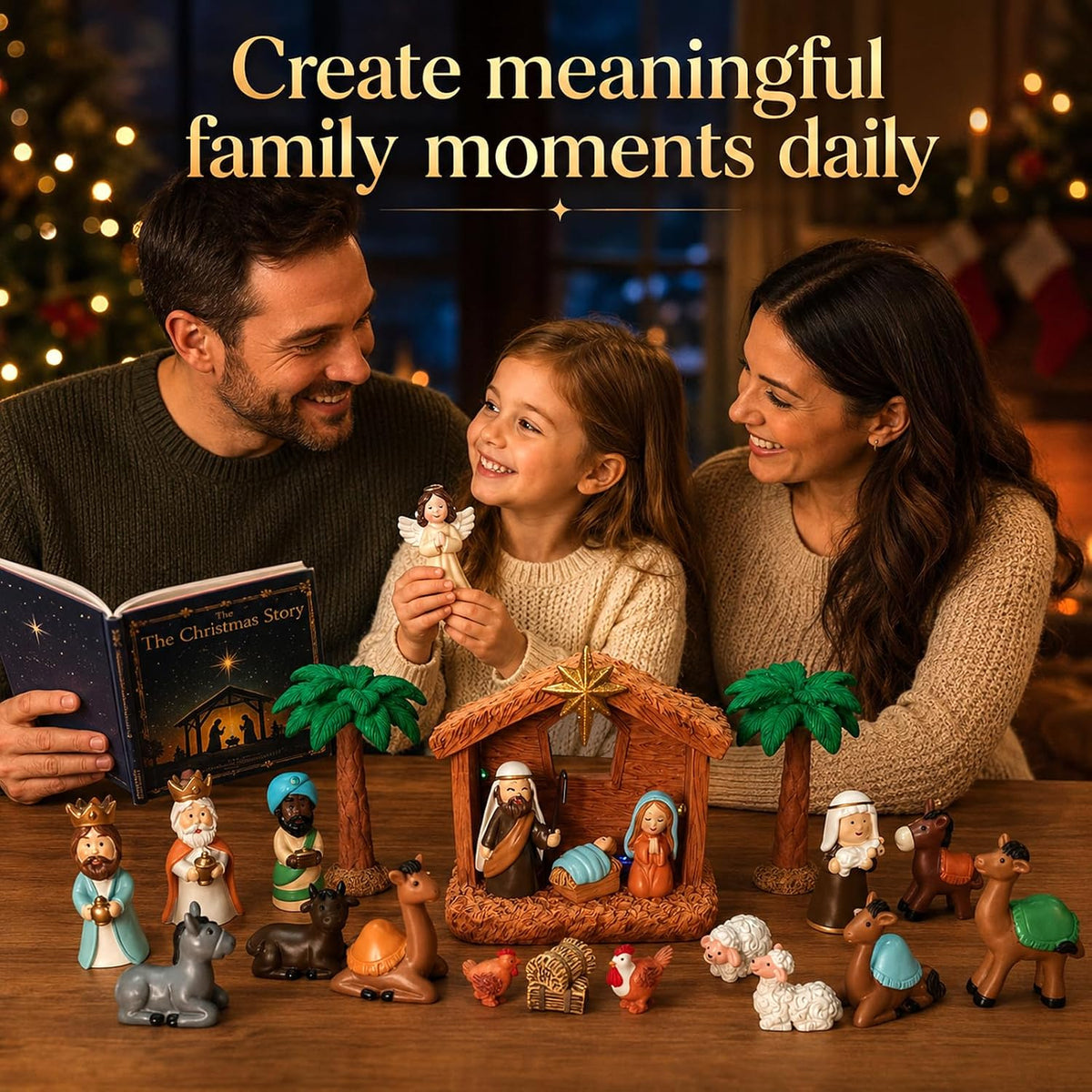 Nativity Advent Calendar 2026, 25-Piece Christmas Countdown Calendar | 24-Day Light-Up Nativity Scene Set, Resin Advent Calendar for Kids, Christmas Decor & Gifts for Boys and Girls