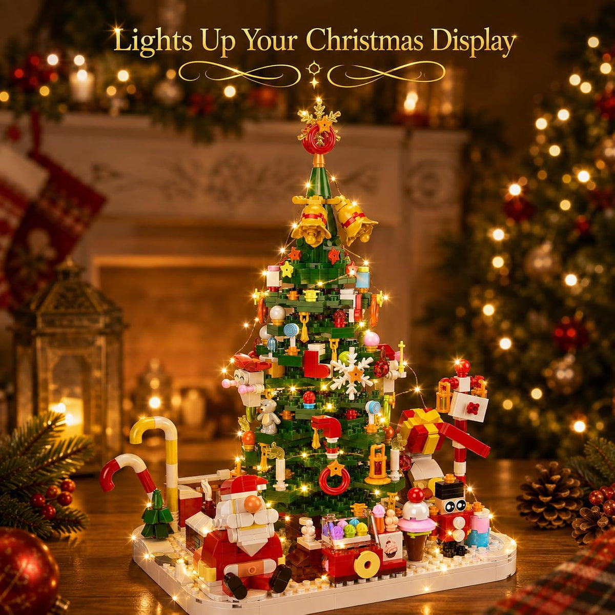Advent Calendar 2026 Christmas Tree Building Blocks Set with warm Light | Gingerbread House Kit,Advent Calendar 2026,Easy assembly, secure fit, sturdy construction, Adults Kids Friendly