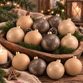 12 Pcs 3.15 Inch Neutral Christmas Ornaments Balls for Tree | Textured Rustic Shatterproof Xmas Baubles Hanging Ornaments for Table Centerpieces Wreath Home Decor