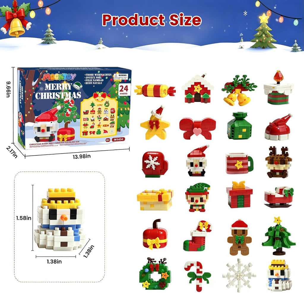 Christmas Advent Calendar 2026 Building Sets Micro Mini Xmas Blocks Kit | 24 Days Countdown Christmas Building Blocks, Christmas Holiday Gift Party Favor for Adults Girls Boys Ages 12+