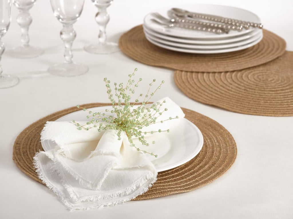 Saro LifeStyle 1501.N15R Natural Design Jute Placemat , Natural, 15 (Set of 4 pcs)