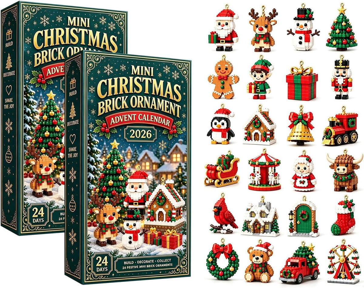 24-Day Mini Christmas Ornament Advent Calendar, 2D Acrylic Designs | Christmas Advent Calendar with Hanging Rope, Festive Hanging Decorations for Christmas Trees, Garlands & Mantels Display