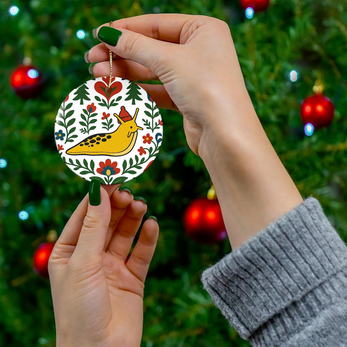 Banana Slug Ornament – Pacific Northwest PNW Christmas Tree Ornament, Glossy Ceramic Holiday Ornament, Personalized Christmas Ornaments 2025, Souvenir Gift for Nature Lovers