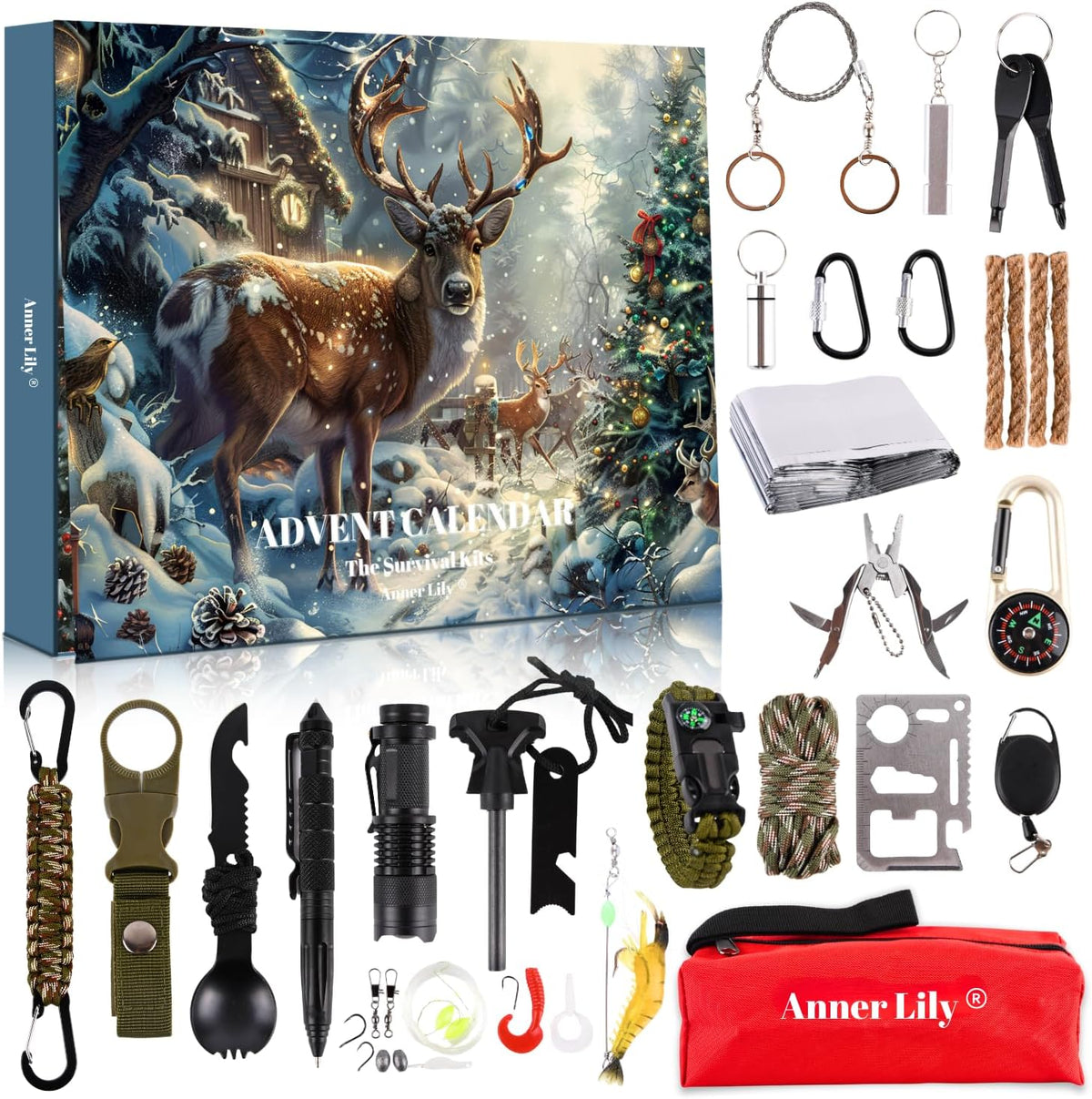 Survival Advent Calendar 2026 Men - 24 Days Xmas Countdown GIF for Teen Boy | Camping Hiking Fishing Hunting Emergency Outdoor Tactical Gear Tools - Christmas Holiday Surprise Dad Adult Adventure Prepper