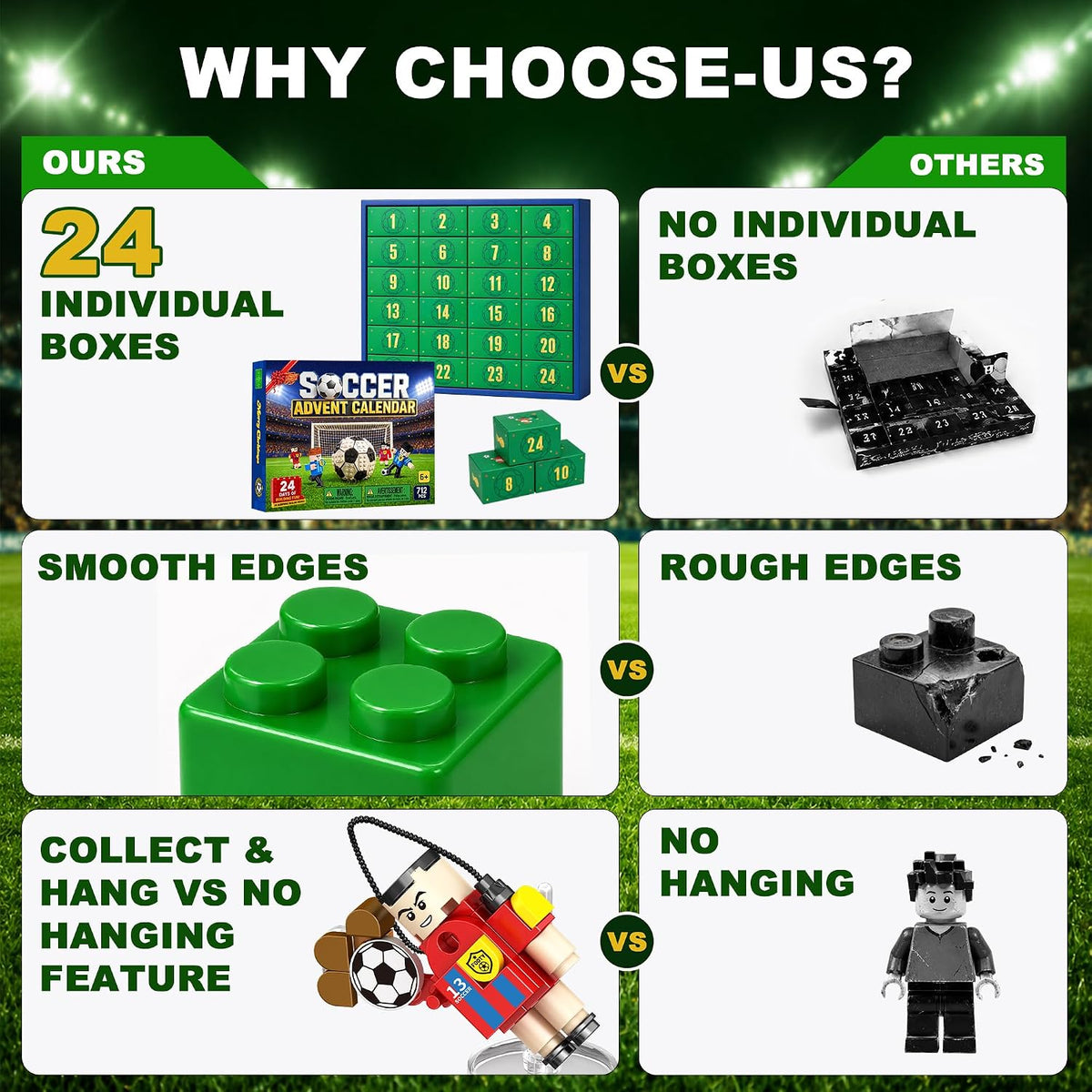 Soccer Advent Calendar 2026 for Kids Boys, 24-Day Building Countdown Gifts | Build Two Rival Teams, Complete the Match Scene, Collect & Hang Characters, Made for Football Fans, Beyond Christmas Fun