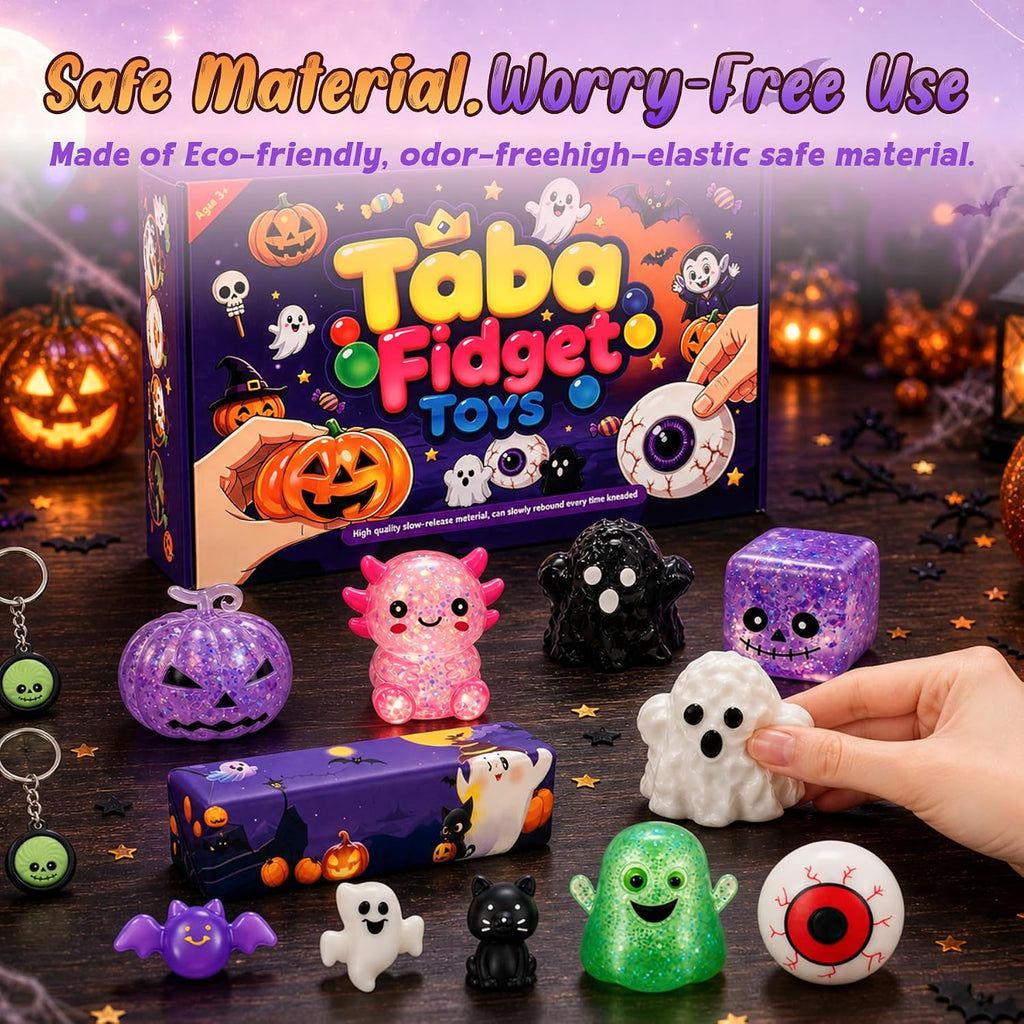 17Pcs Halloween Squishy Toys Kit, Slow Squeeze Squishies Fidget Toys Set | Spooky Stress Relief Sensory Toys, Squishy Box Surprise Squishy Fun Box Set for Halloween Trick Or Treat