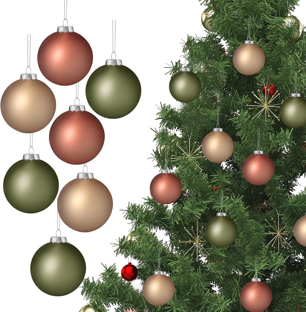 Poen 12 Pcs Neutral Glass Christmas Ball Ornaments 3.15 Rustic Glass Ball Ornaments for Christmas Tree for Xmas Tree Farmhouse Decoration Wedding Holiday Party Gift