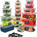 Chef's Path 32 Piece Airtight Food Storage Containers with Easy Snap Lids, 16 Containers and Lids, Stackable Kitchen and Pantry Canisters for Meal Prep and Food Storage - Transparent
