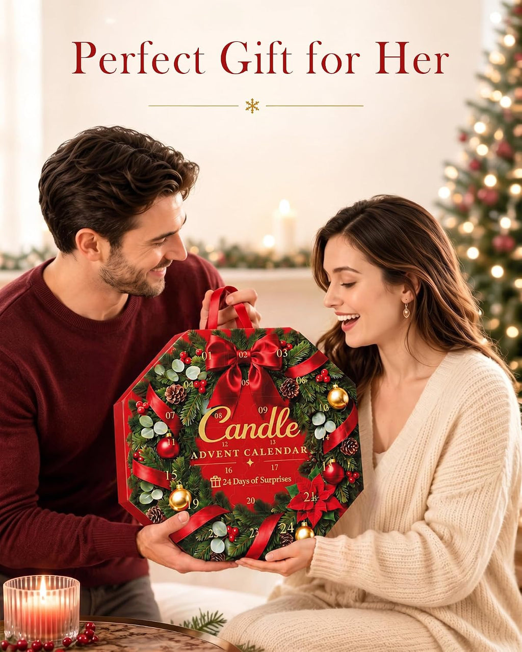 Candle Advent Calendar 2026, 24-Day Scented Candle Gift Set for Women | 100% Natural Soy Wax, 24 Different Fragrances, Daily Scent Surprises, Christmas Decor and Gifting