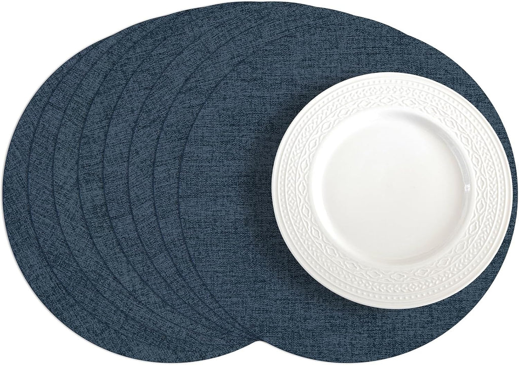 Romanstile Faux Leather Vinyl Placemats Set of 4, Charcoal | 100% Waterproof Wipeable Anti Slip Place Mats, Heat Resistant Reversible PU Table Mats for Kitchen Dining Indoor & Outdoor