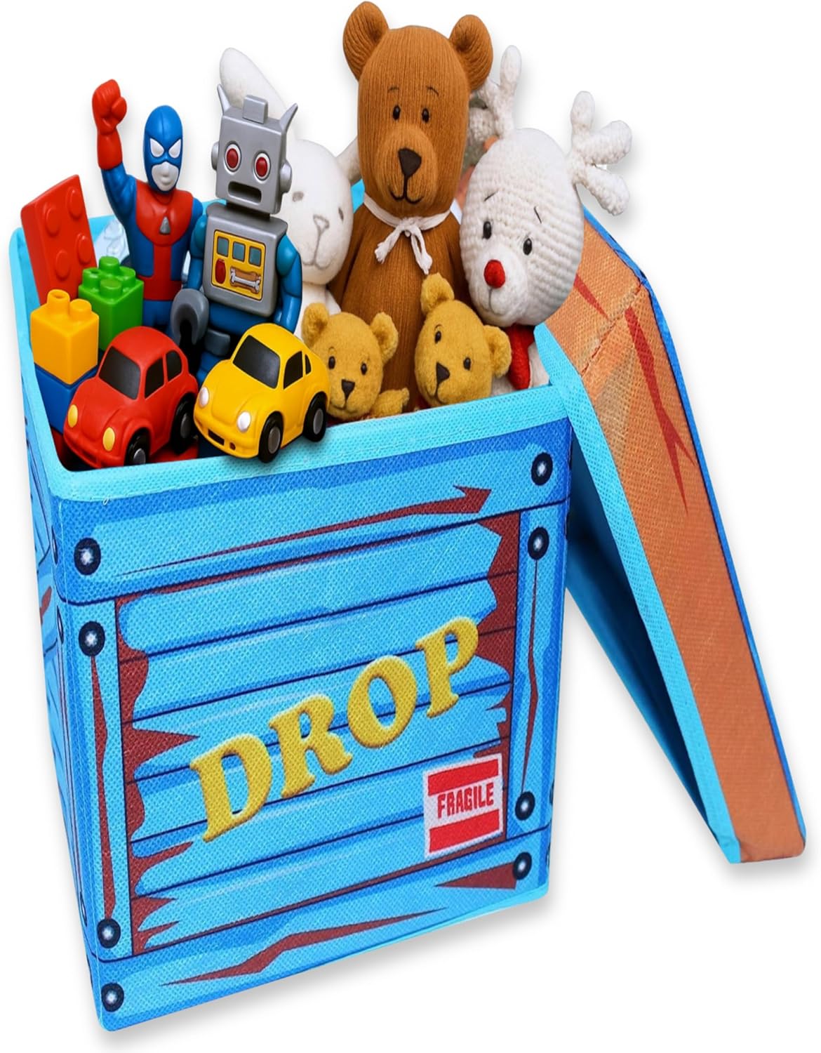 Fabric Loot Box, Collapsible Box with Lid, 18 x 14 x 14 In - Large - 1 Pk | Sturdy, Roomy, Collapsible Chest & Storage Basket, Stuffed Animal Storage, Gaming Gear, Party Décor, Gift Basket