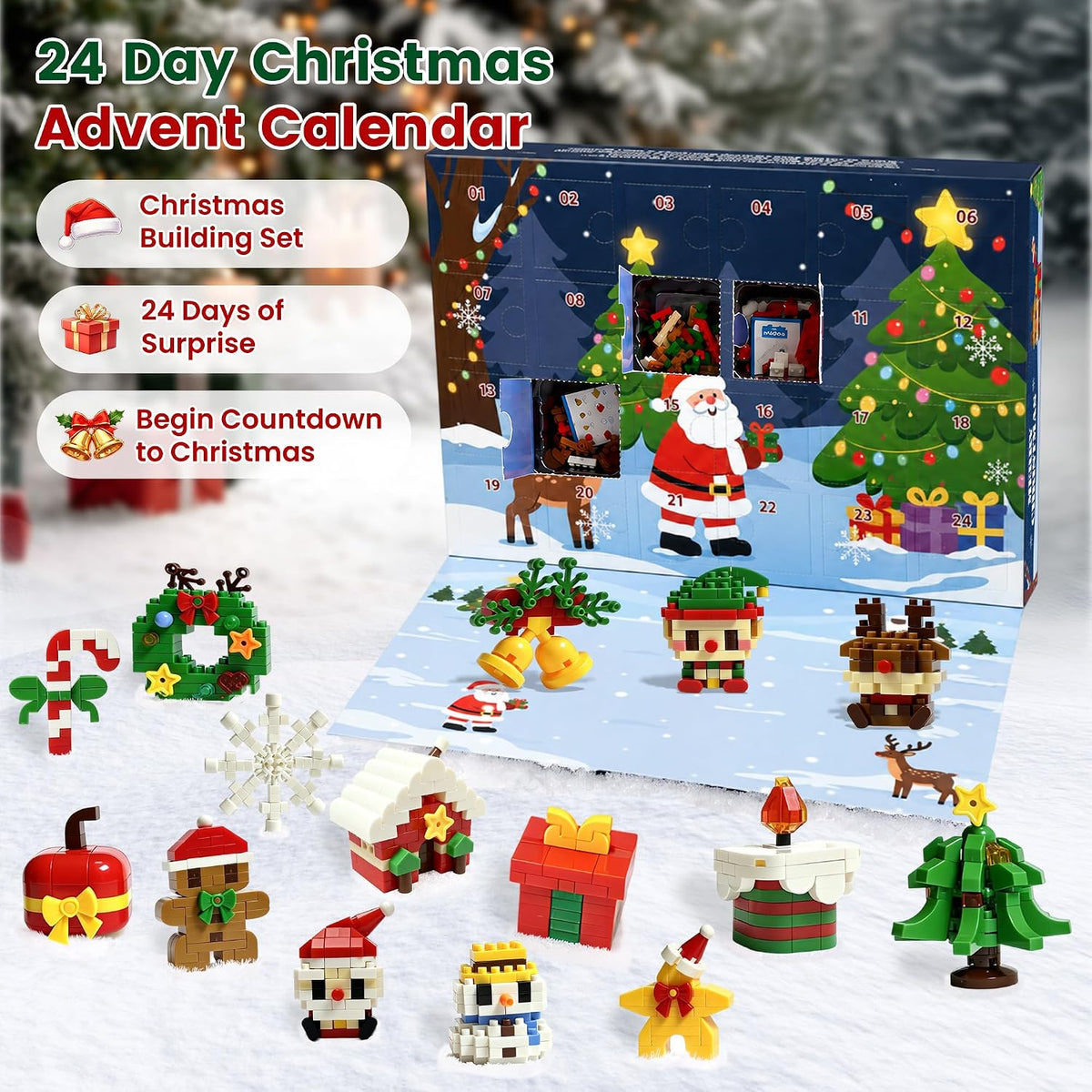 Christmas Advent Calendar 2026 Building Sets Micro Mini Xmas Blocks Kit | 24 Days Countdown Christmas Building Blocks, Christmas Holiday Gift Party Favor for Adults Girls Boys Ages 12+