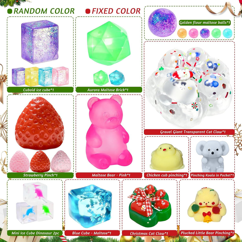 Advent Calendar 2026, 24 Days of Christmas Countdown Calendar | Including 24 Kawaii Squishies Toys, Surprises Sensory Fidget Toys for Kids & Adult, Christmas Party Favors Squeeze Gift