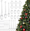 100 Pcs Christmas Tree Acrylic Hanging Ornaments,Clear | Teardrop Ornaments 5 Styles Christmas Crystal Chandelier Pendant Crystals for Centerpieces Chandelier Wedding Decor