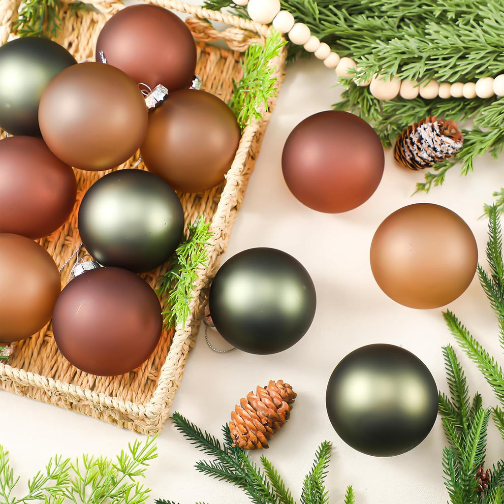 Poen 12 Pcs Neutral Glass Christmas Ball Ornaments 3.15 Rustic Glass Ball Ornaments for Christmas Tree for Xmas Tree Farmhouse Decoration Wedding Holiday Party Gift
