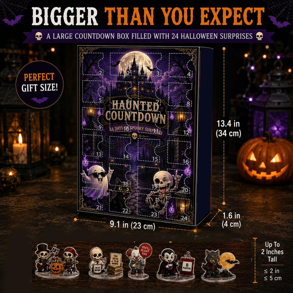 Halloween Advent Calendar 2026, 24-Day Countdown with 24 Acrylic Standees | Halloween Advent Calendar Halloween Countdown 24 Daily Surprises Halloween Collectibles Spooky Home Decor