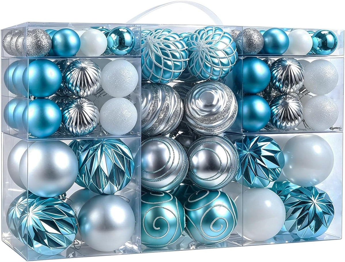 Artmag 100Pcs Christmas Balls Ornaments Set Decoration, Shatterproof Christmas Decorations Hanging Ornaments for Home Winter Holiday Decor (Pink & Silver)