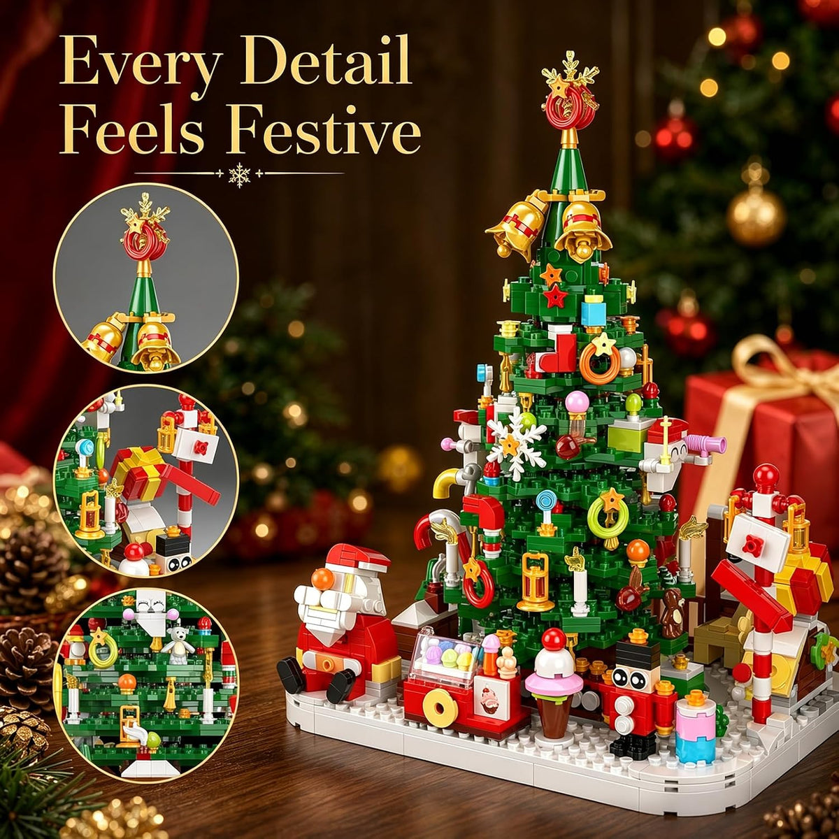 Advent Calendar 2026 Christmas Tree Building Blocks Set with warm Light | Gingerbread House Kit,Advent Calendar 2026,Easy assembly, secure fit, sturdy construction, Adults Kids Friendly