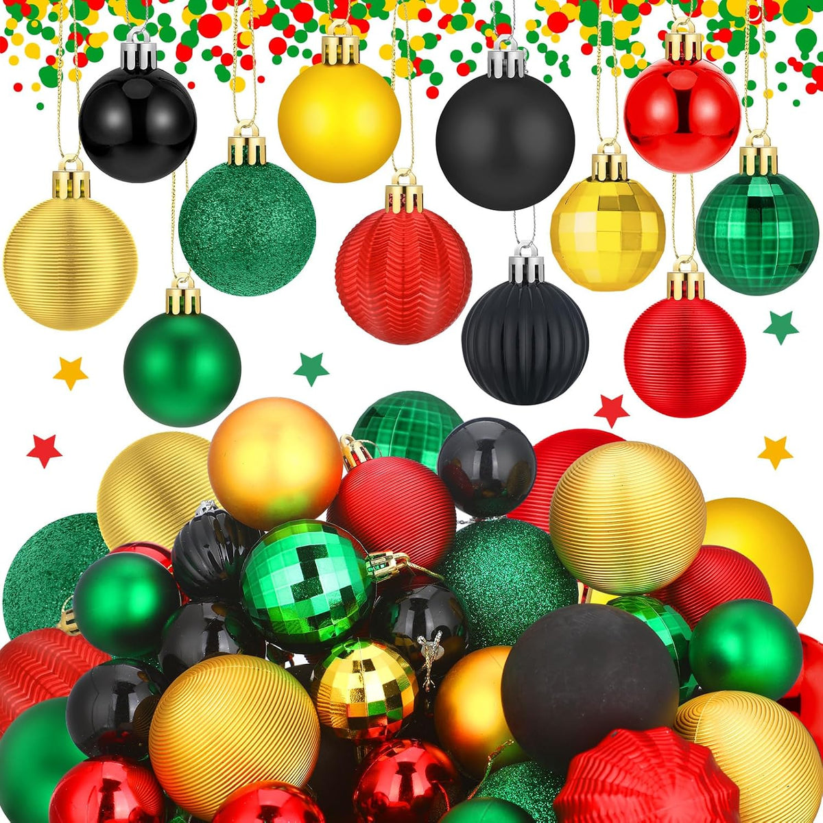 64 Pcs Neutral Christmas Ball Ornaments Brown Green White Xmas Bulbs | 1.57/1.97/2.36 Inch, Shatterproof Xmas Baubles, Assorted Size Modern Christmas Decoration, for Tree Home Indoor Holiday Decor