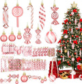 96 Pcs Christmas Tree Ornaments Colorful Candy Ball Ornament | Christmas Hanging Glitter Candy Cane Decorations， Christmas Tree Peppermint Swirl Lollipop Decorations, Xmas Party Tree Decor