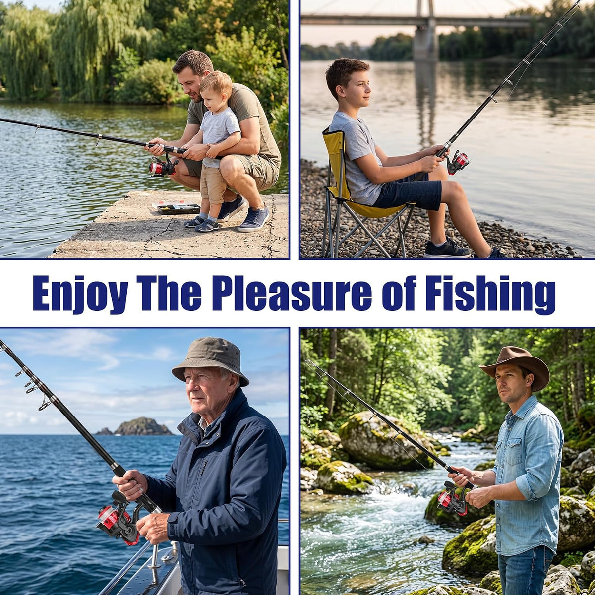 Fishing Advent Calendar 2026,24 Day Christmas Countdown Calendar for Adults,Fishing Gifts Set with Fishing Rod Cable Reel Lures Tackle Tackle Box,Xmas Gifts for Men Teens boys Anglers Fisherman