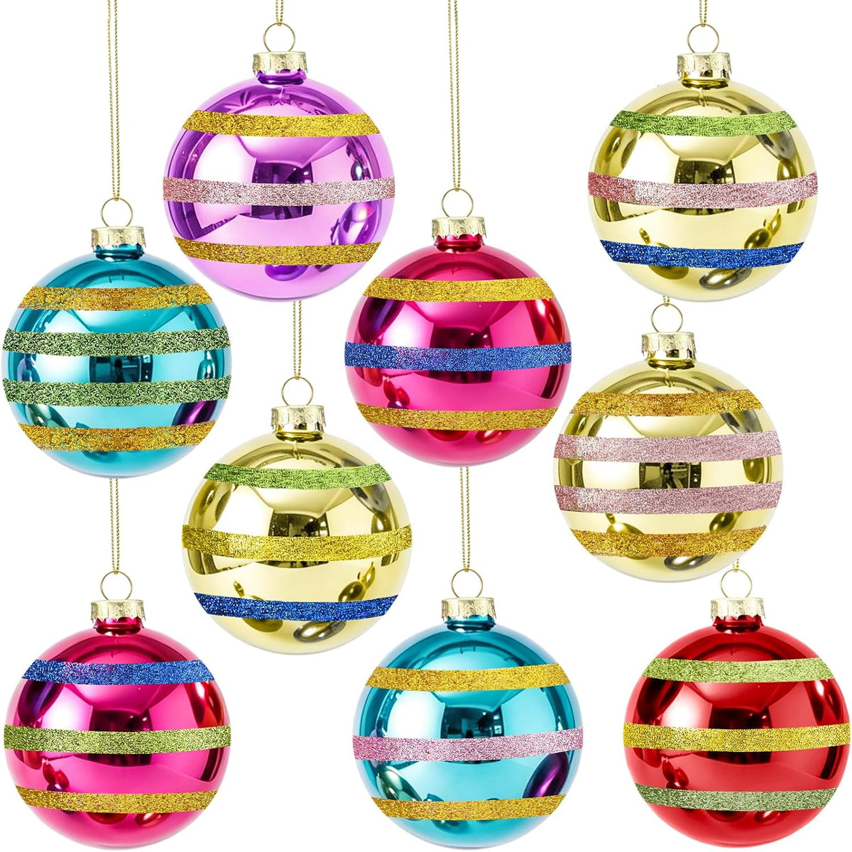 Soulchen 9 Pcs Vintage Glass Christmas Ornaments 2.36 Inch Retro Balls | Mercury Christmas Tree Balls Decor, Rustic Retro Hanging Ornament, for Xmas Trees Wreaths Garland Farmhouse Indoor Home Decor
