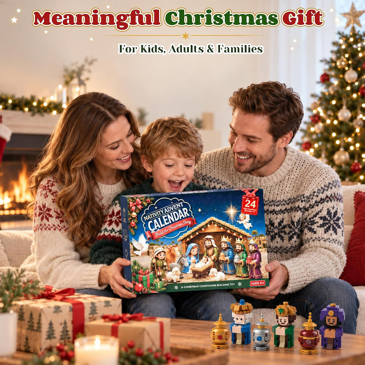 Nativity Advent Calendar 2026 Kids, 24-Day Christmas Building Blocks Set | Christmas Countdown Calendar for Kids, Nativity Scene with Holy Family, Meaningful Christmas Kids Gifts for Boys Girls Adults