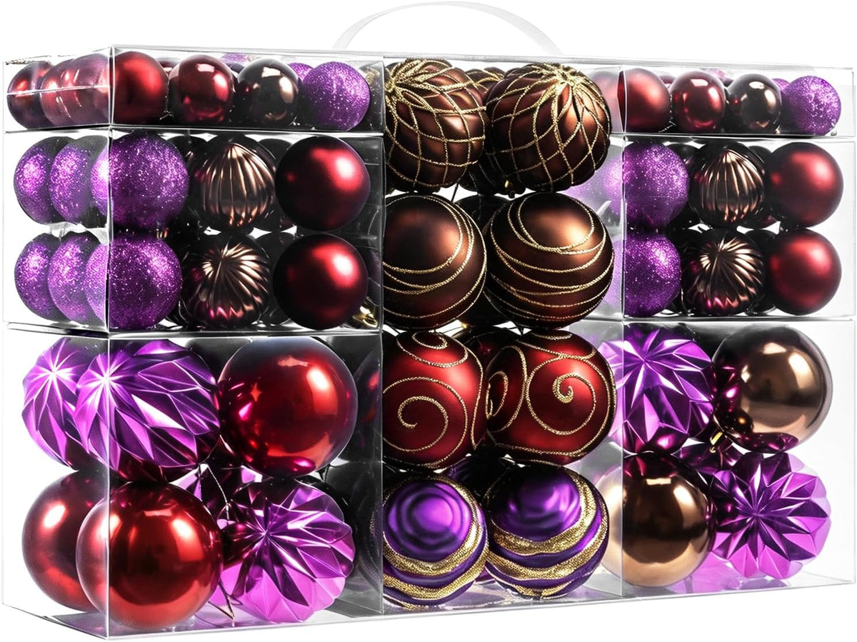 Artmag 100Pcs Christmas Balls Ornaments Set Decoration, Shatterproof Christmas Decorations Hanging Ornaments for Home Winter Holiday Decor (Pink & Silver)
