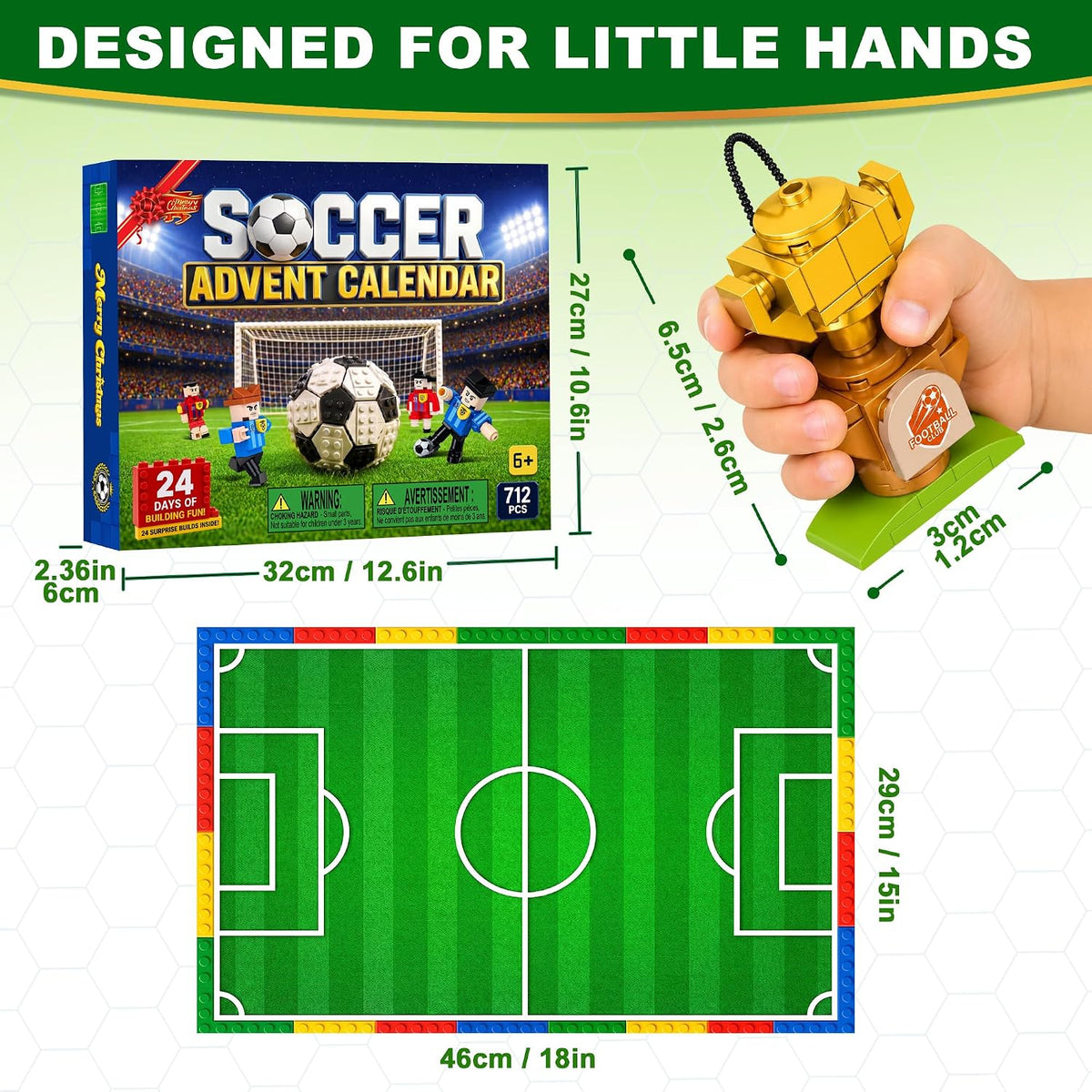 Soccer Advent Calendar 2026 for Kids Boys, 24-Day Building Countdown Gifts | Build Two Rival Teams, Complete the Match Scene, Collect & Hang Characters, Made for Football Fans, Beyond Christmas Fun