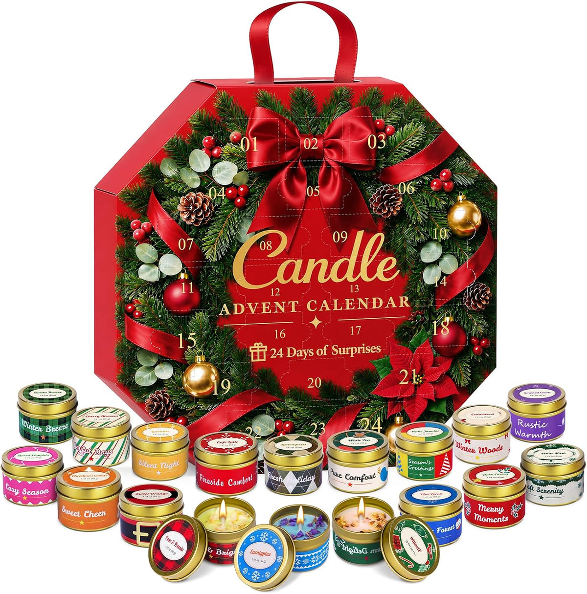 Candle Advent Calendar 2026, 24-Day Scented Candle Gift Set for Women | 100% Natural Soy Wax, 24 Different Fragrances, Daily Scent Surprises, Christmas Decor and Gifting
