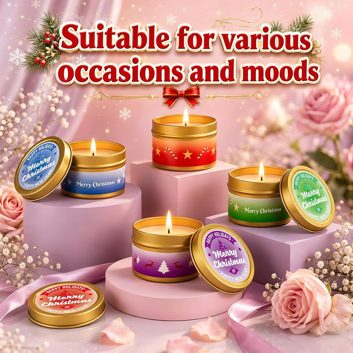 Advent Calendar 2026 Scented Candles Gift Set 24 Days Different Fragrances Aromatherapy Candles Natural Soy Wax Christmas Countdown Gifts Stocking Stuffers Decorations for Teen Girls Adults Mom Wife Girlfriend